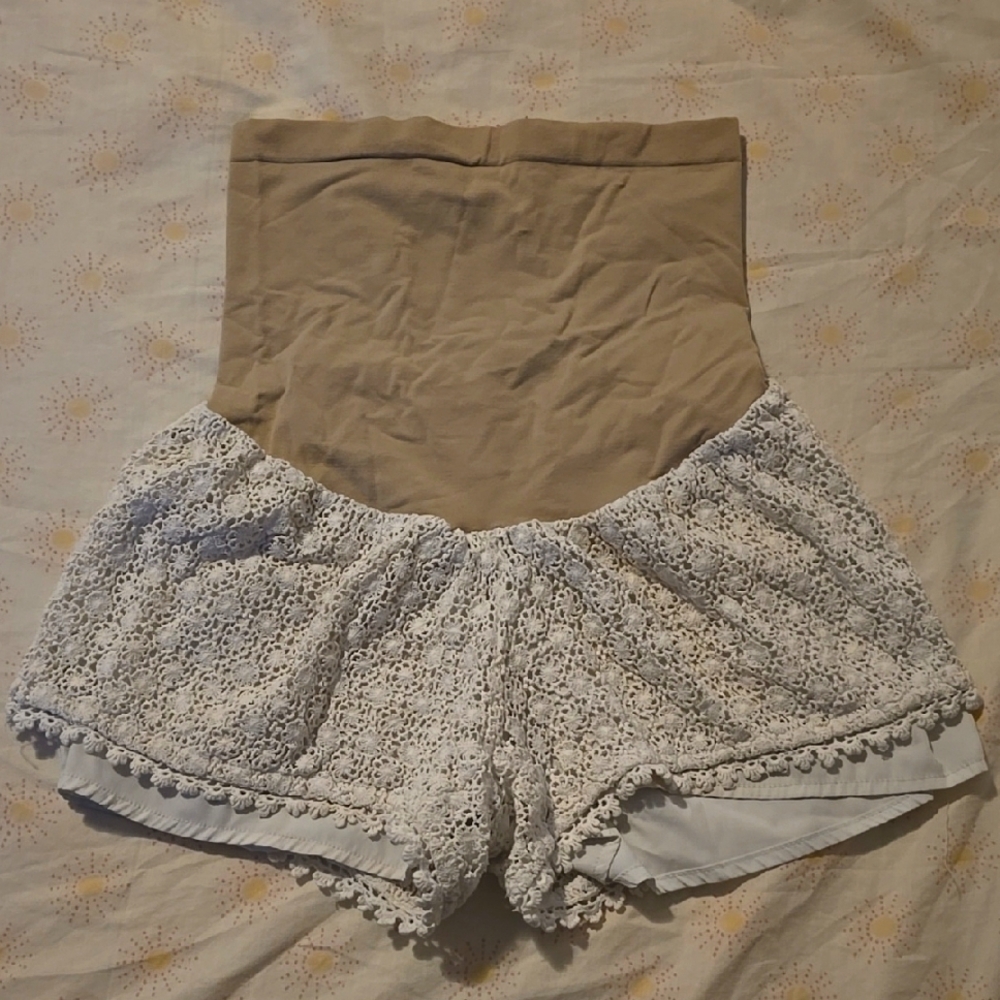 White Lace Maternity Shorts